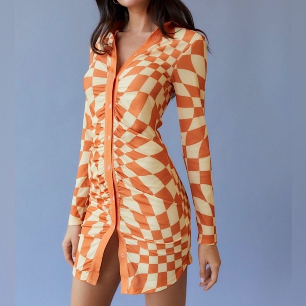 UO NGOrder Y2K 90’s Melting Checker Print Dress